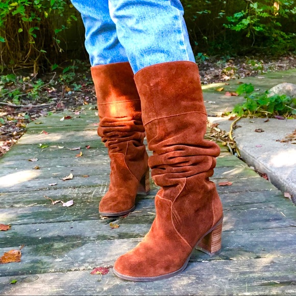 rust colored suede boots